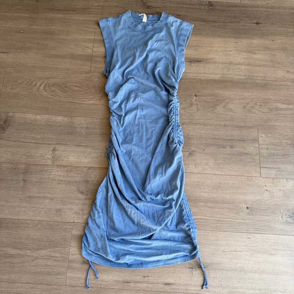 Daily Practice by Anthropologie Sleeveless Ruched mini dress - size small - blue